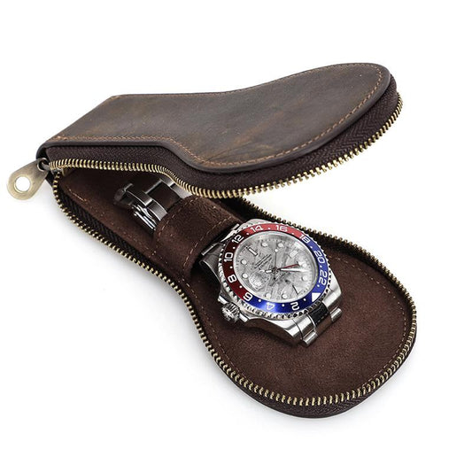 Vintage Leather Watch Travel Case
